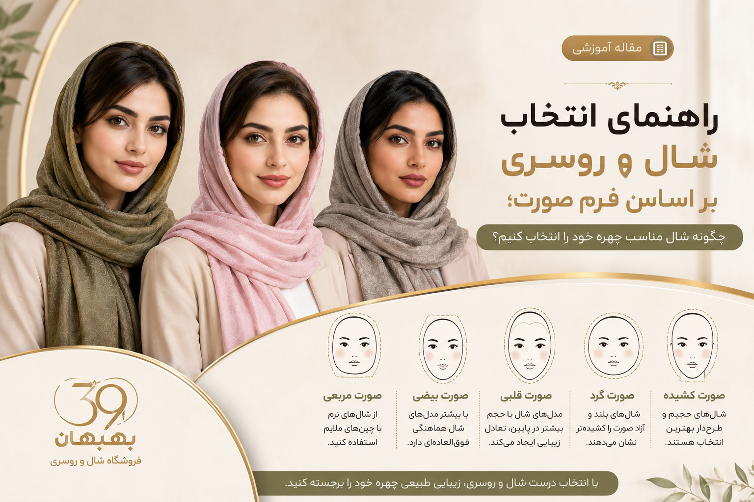 راهنمای انتخاب شال و روسری بر اساس فرم صورت؛ چگونه شال مناسب چهره خود را انتخاب کنیم؟