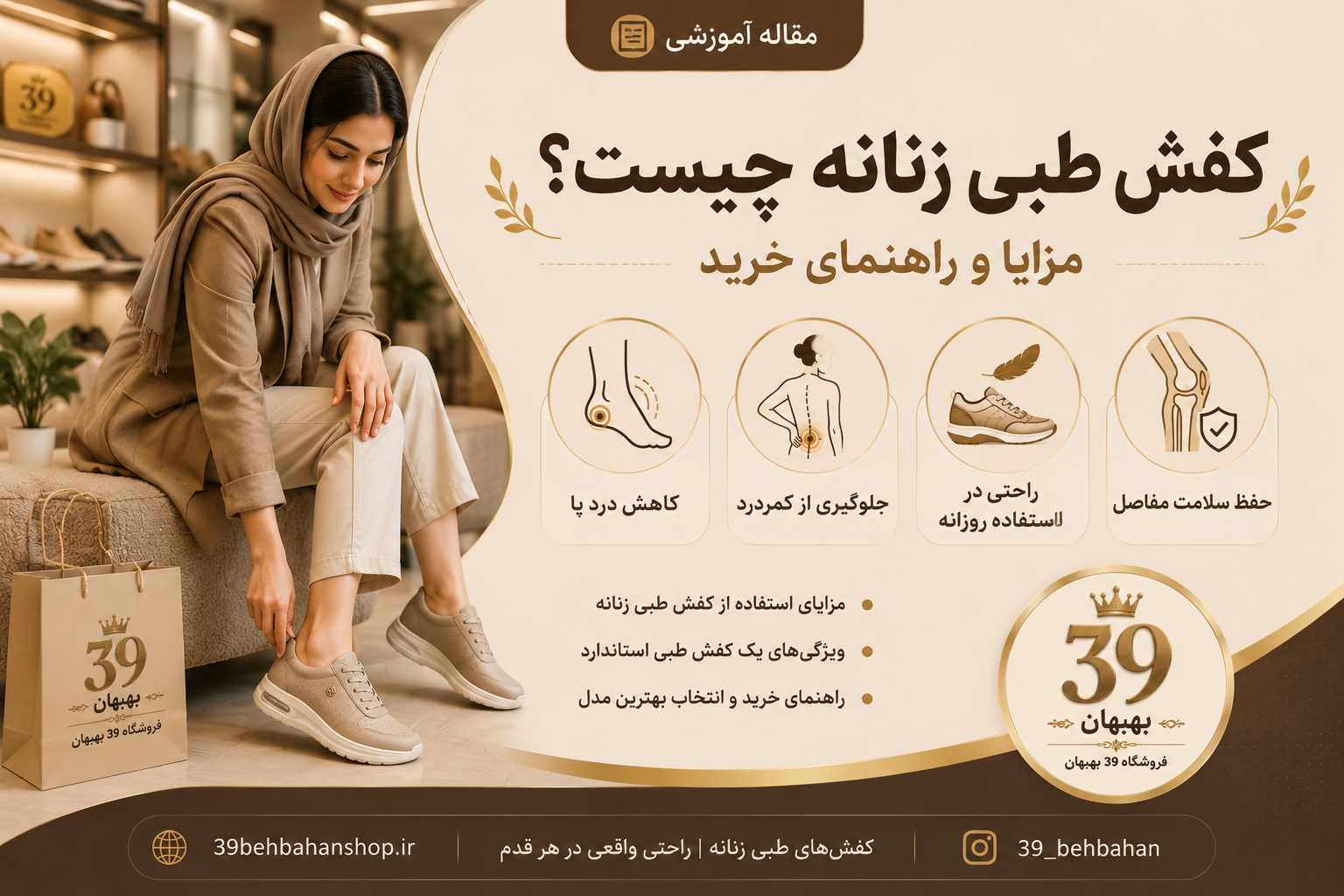 کفش طبی زنانه چیست؟ مزایا، ویژگی‌ها و راهنمای خرید بهترین کفش طبی زنانه