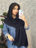 شال لینن مشکی منگوله دار