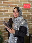 شال نخی چهار طرف ریش طرح شلوغ، طراحی خاص و منحصر به فرد مناسب استایل روزمره چهار فصل، قواره ۲۰۰ در۷۰