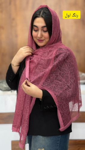 شال وارداتی توری طرح برگ | شال مجلسی شیک و سبک، مناسب هر استایل زیبا، با قواره بزرگ ۱۹۵×۷۰